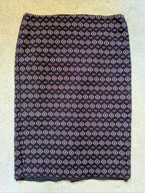 Lord And Taylor Black Patterned Pencil Skirt